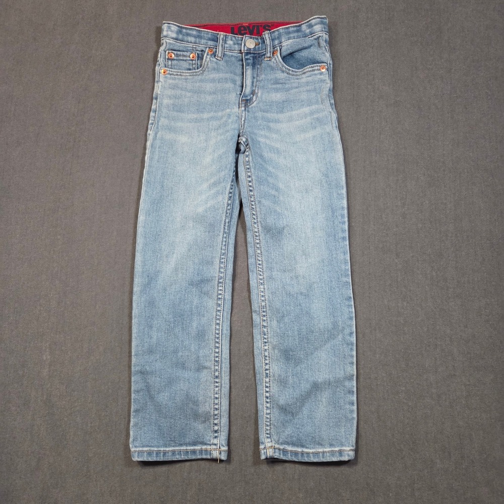 Levi's 514 Straight Fit Jeans Boys Size 7 Blue Light Wash Adjustable Waist